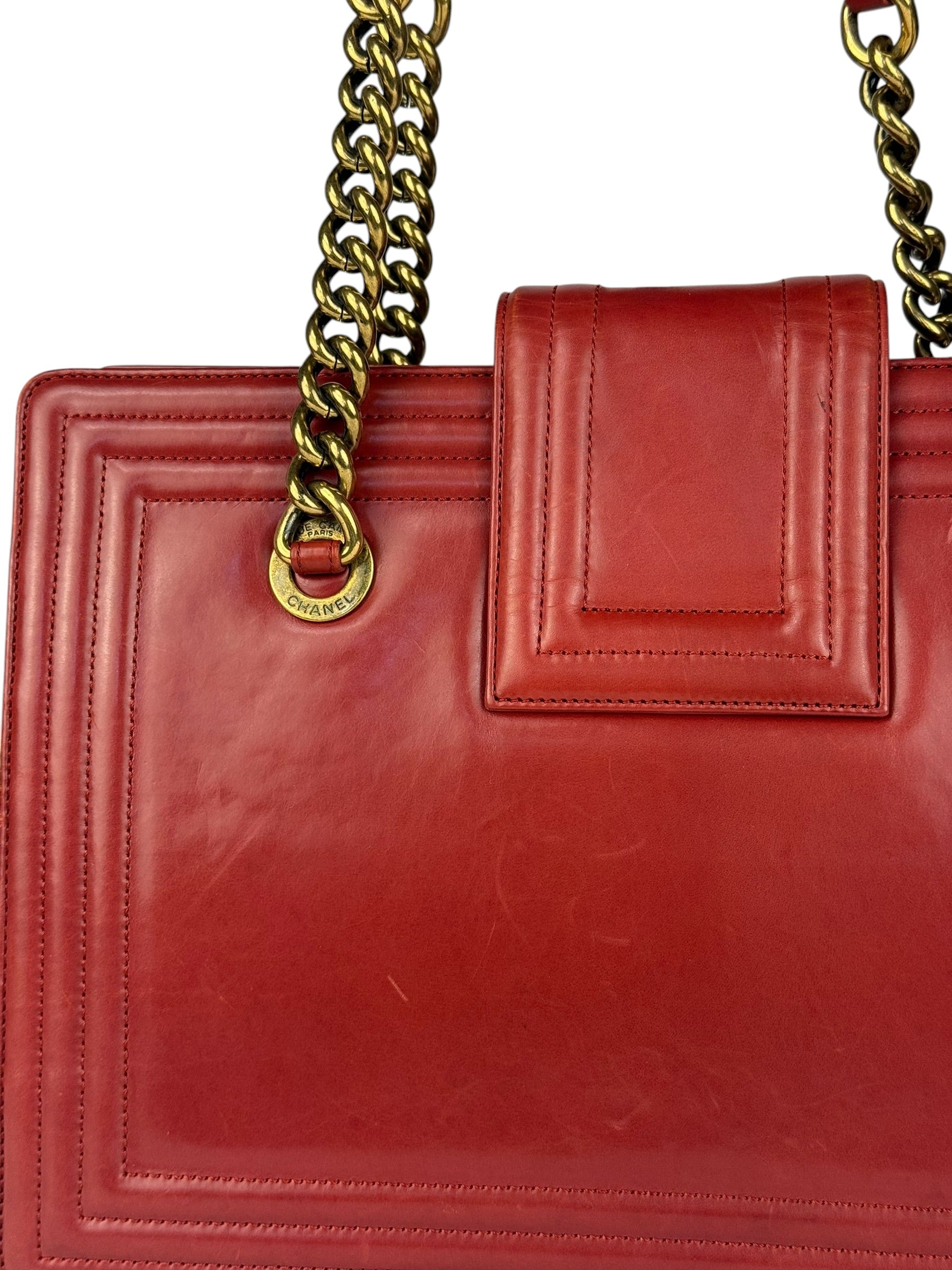 Chanel Red Leather Large Jetsetter Boy 2Way Handbag 2011