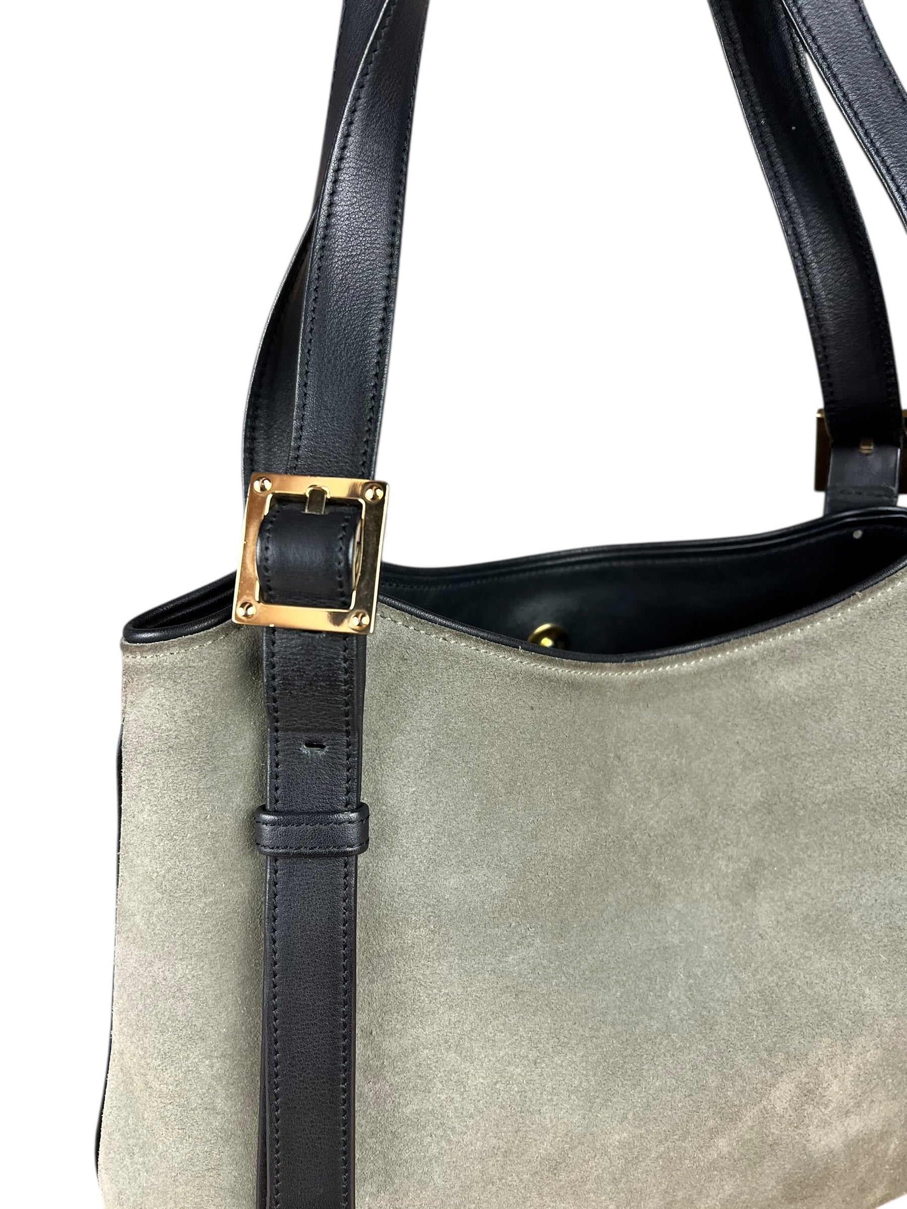 Loewe Suede Anagram Shoulder Tote Olive