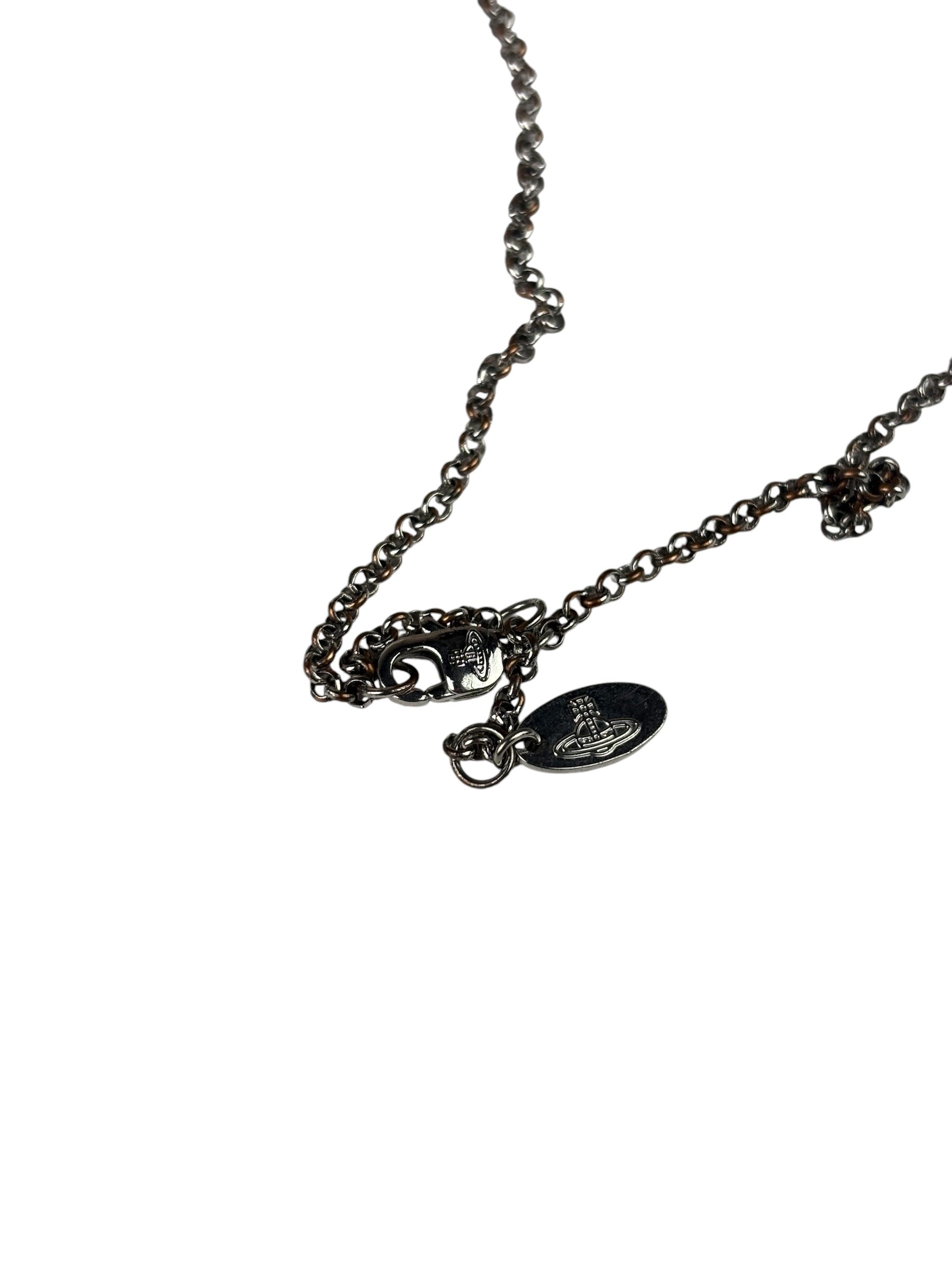 Vivienne Westwood Silver Oblique Orb Mini Bas Relief Pendant Necklace