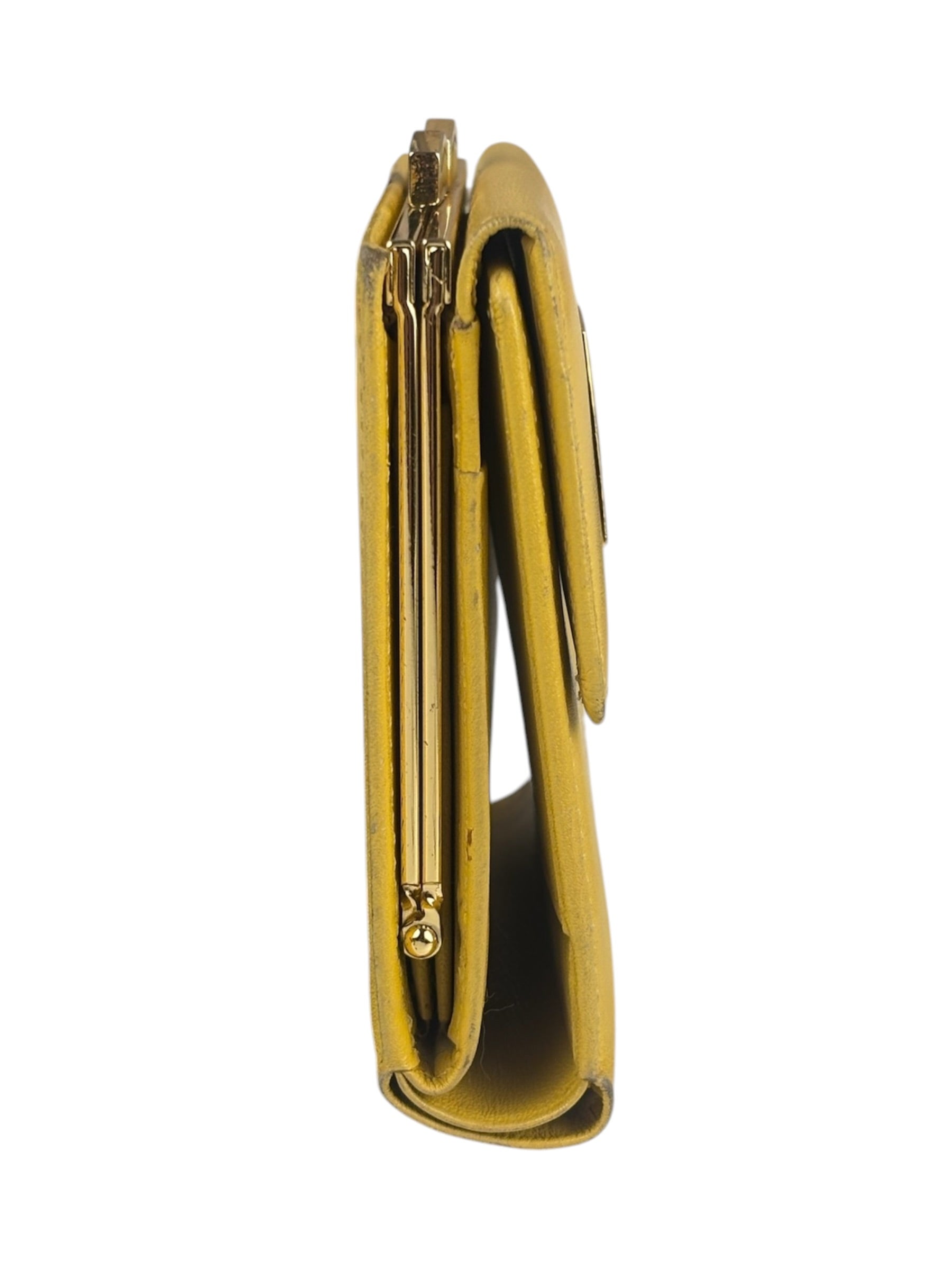 Yves Saint Laurent Yellow Leather Square Compact Wallet