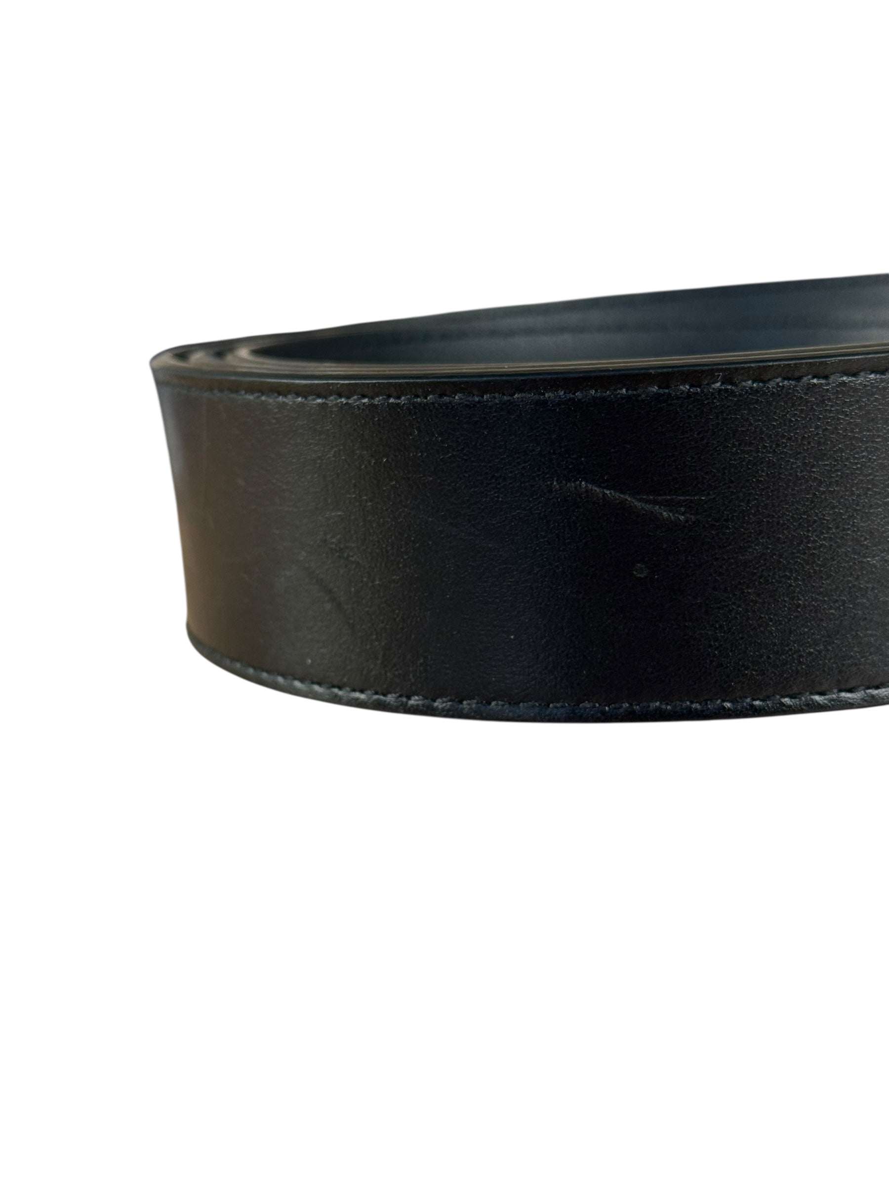 Gucci Gold GG Black Leather Belt