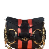Gucci GG Black/Pink Canvas Horsebit Chain Shoulder Bag