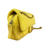 Chanel Yellow Chevron Flap Chain Shoulder Bag 2015