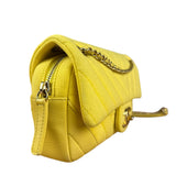 Chanel Yellow Chevron Flap Chain Shoulder Bag 2015