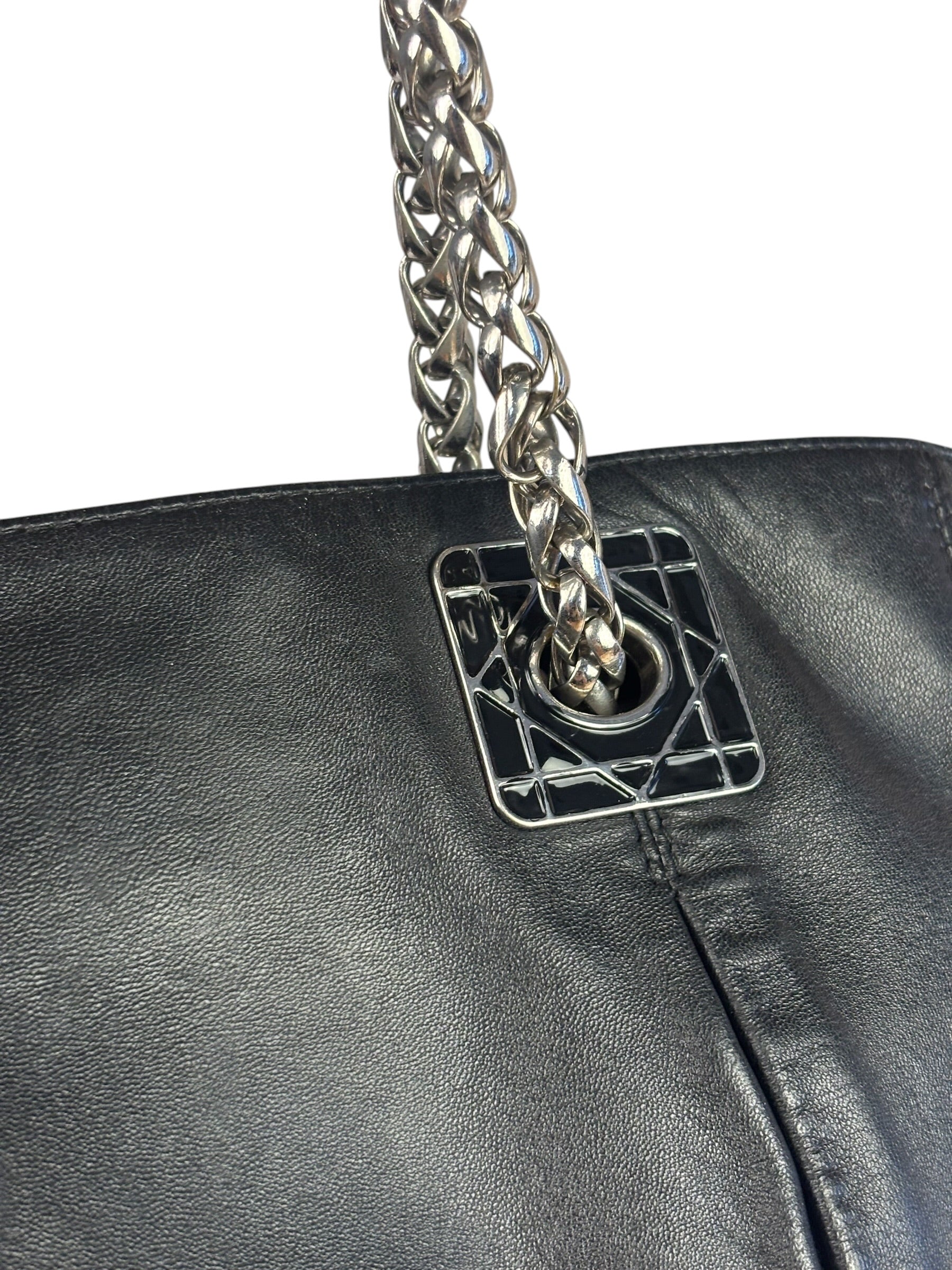 Christian Dior Black Leather Cannage Granville Chain Tote