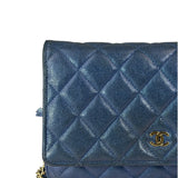 Chanel Peal Blue Caviar Quilted Leather Iridescent Wallet On Chain 2019