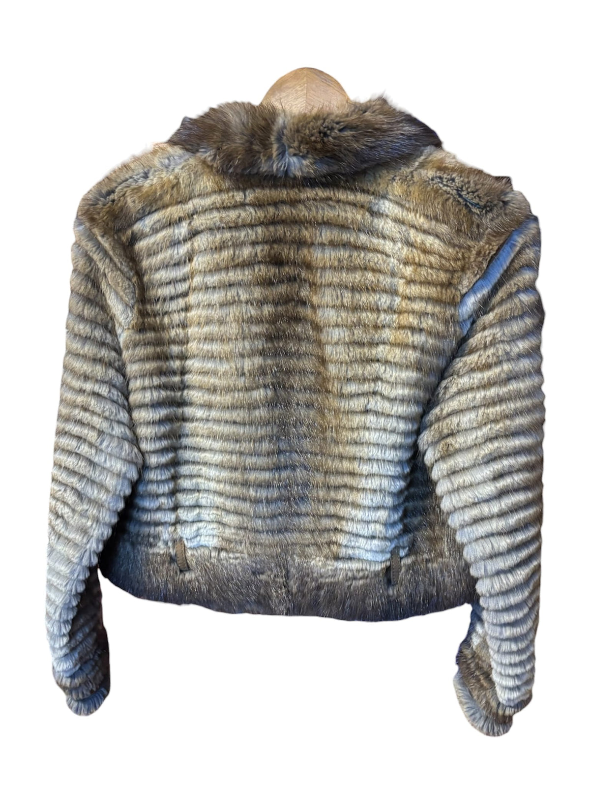 Vintage Gopper Crop Fit Striped Brown Mink Fur Coat
