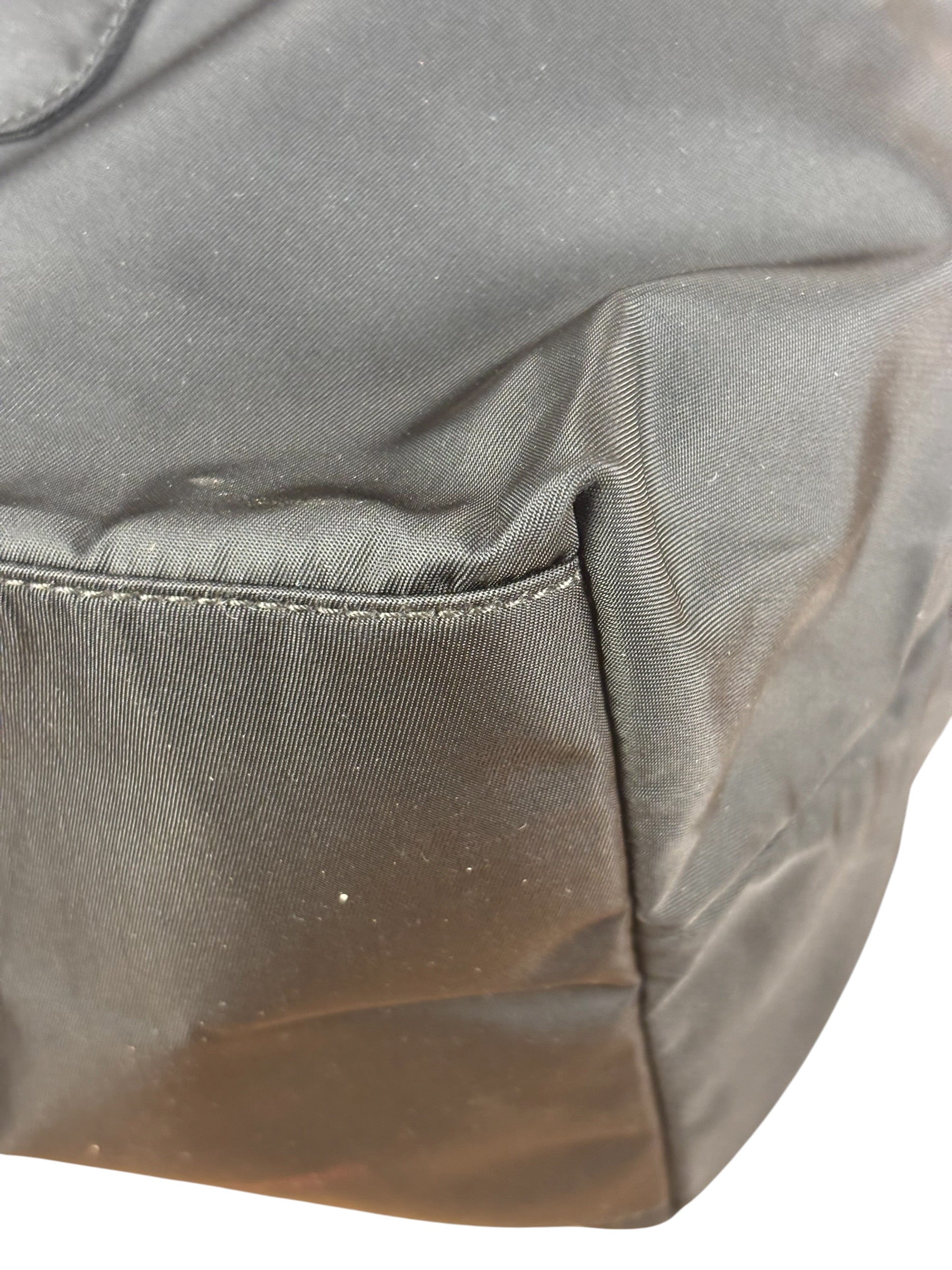 Prada Black Saffiano Leather Strap Tessuto Nylon Tote Bag