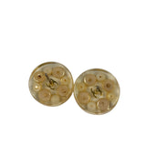 Chanel Vintage CC Clear Resin Faux Pearl Earrings