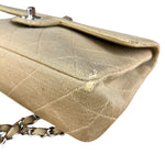 Chanel Vintage Beige Jersey Quilted Classic Flap Bag