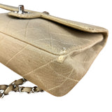 Chanel Vintage Beige Jersey Quilted Classic Flap Bag