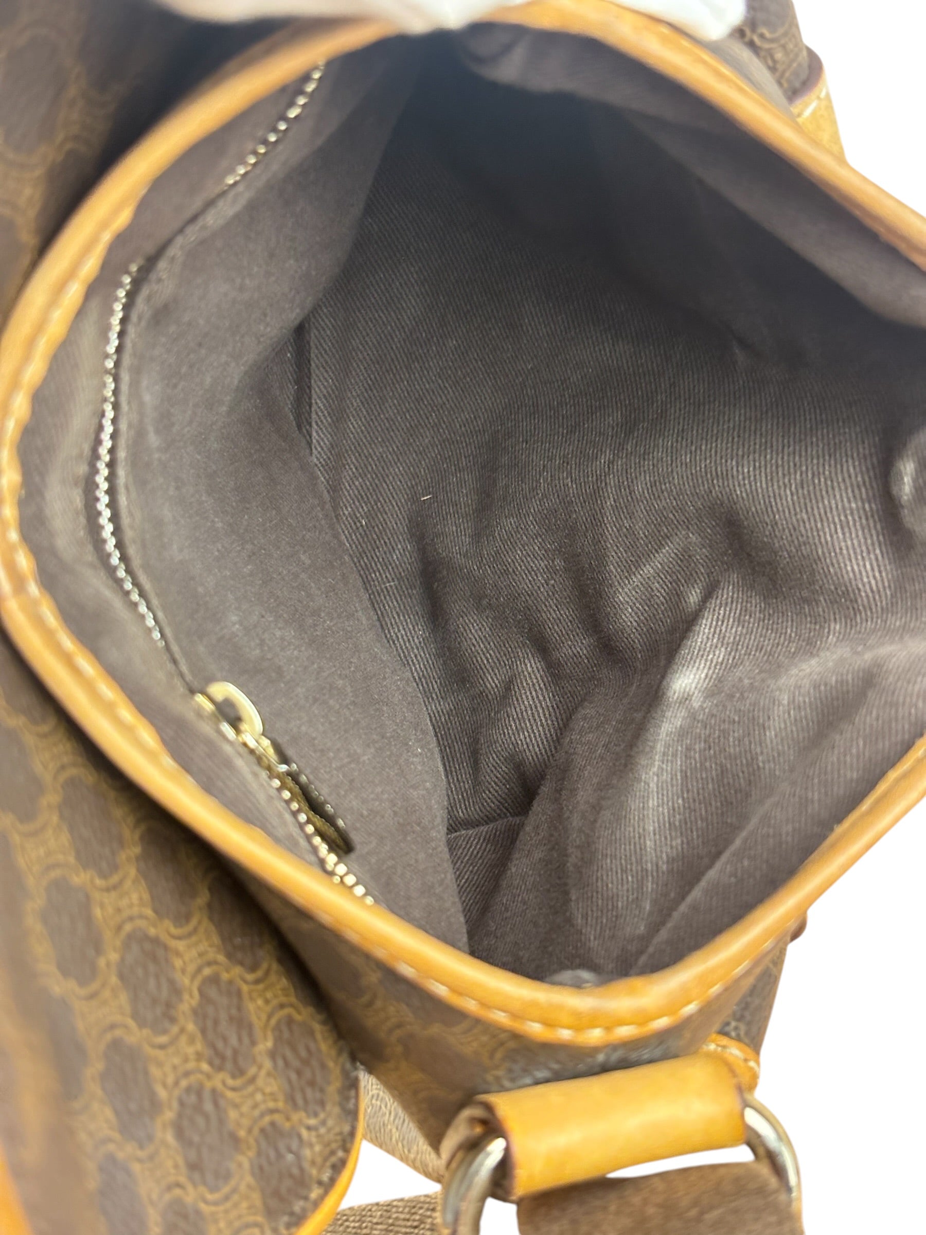 Celine Vintage Leather Macadam Double Pocket Shoulder Bag