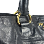 Prada Vintage Black Shine Leather Vitello Daino Tote