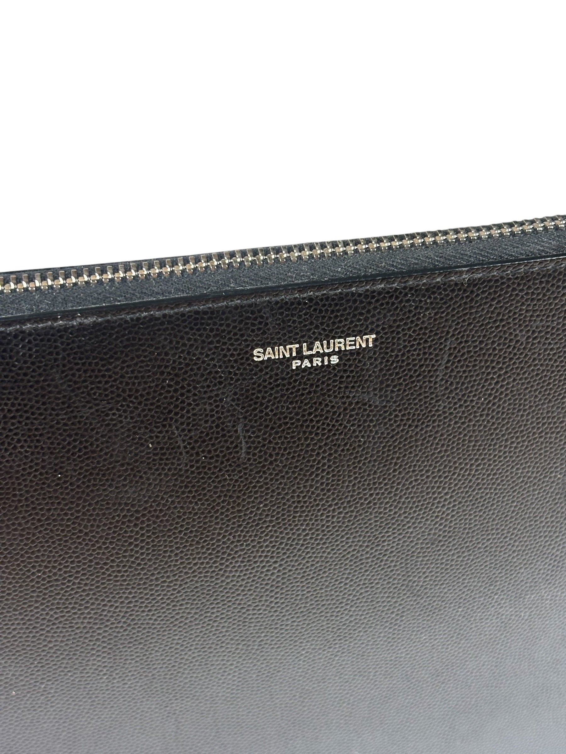 Yves Saint Laurent Black Pebbled Leather Pouch