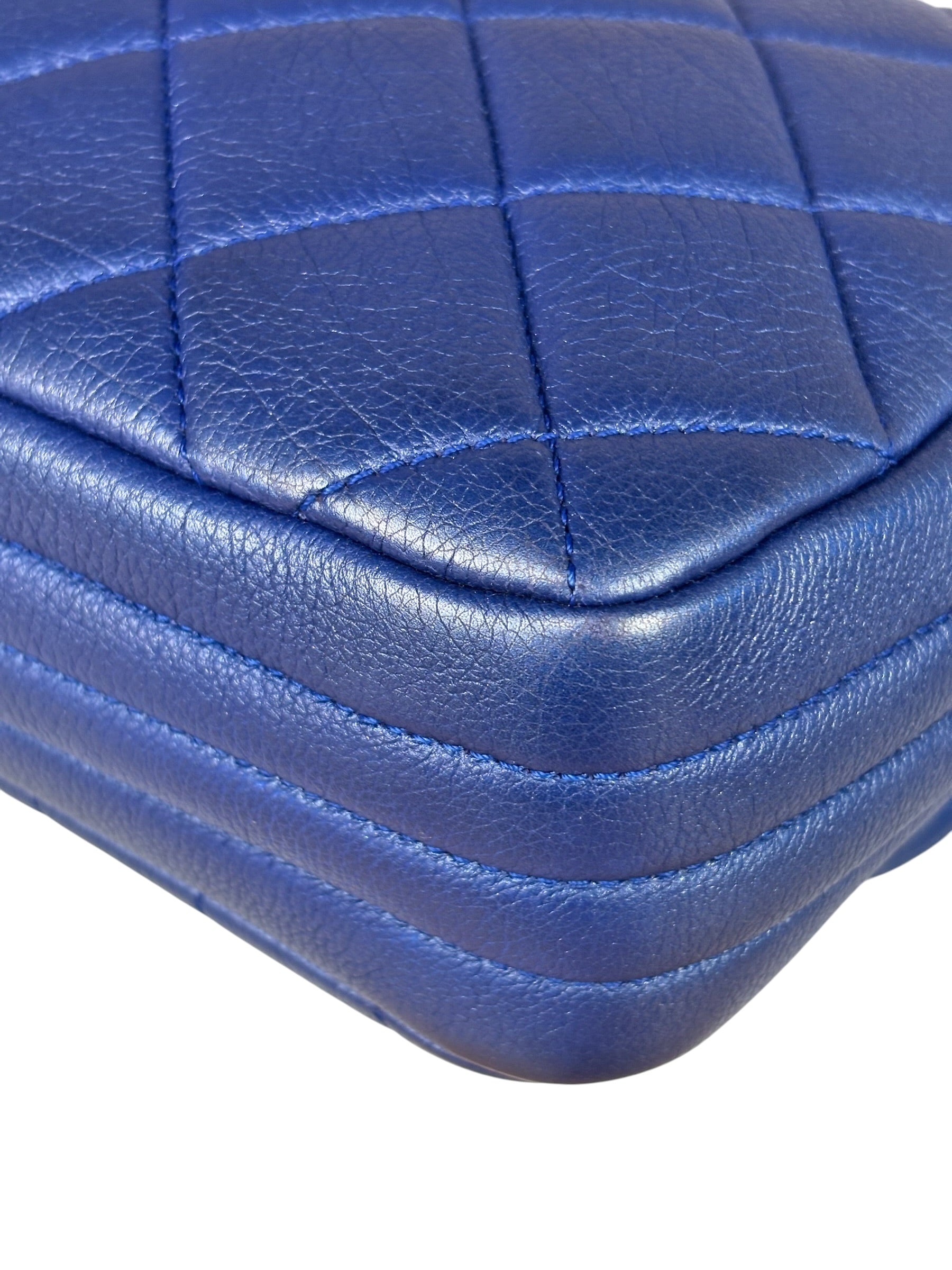 Chanel Blue Metallic Calf-Skin Chain Flap Bag 2014