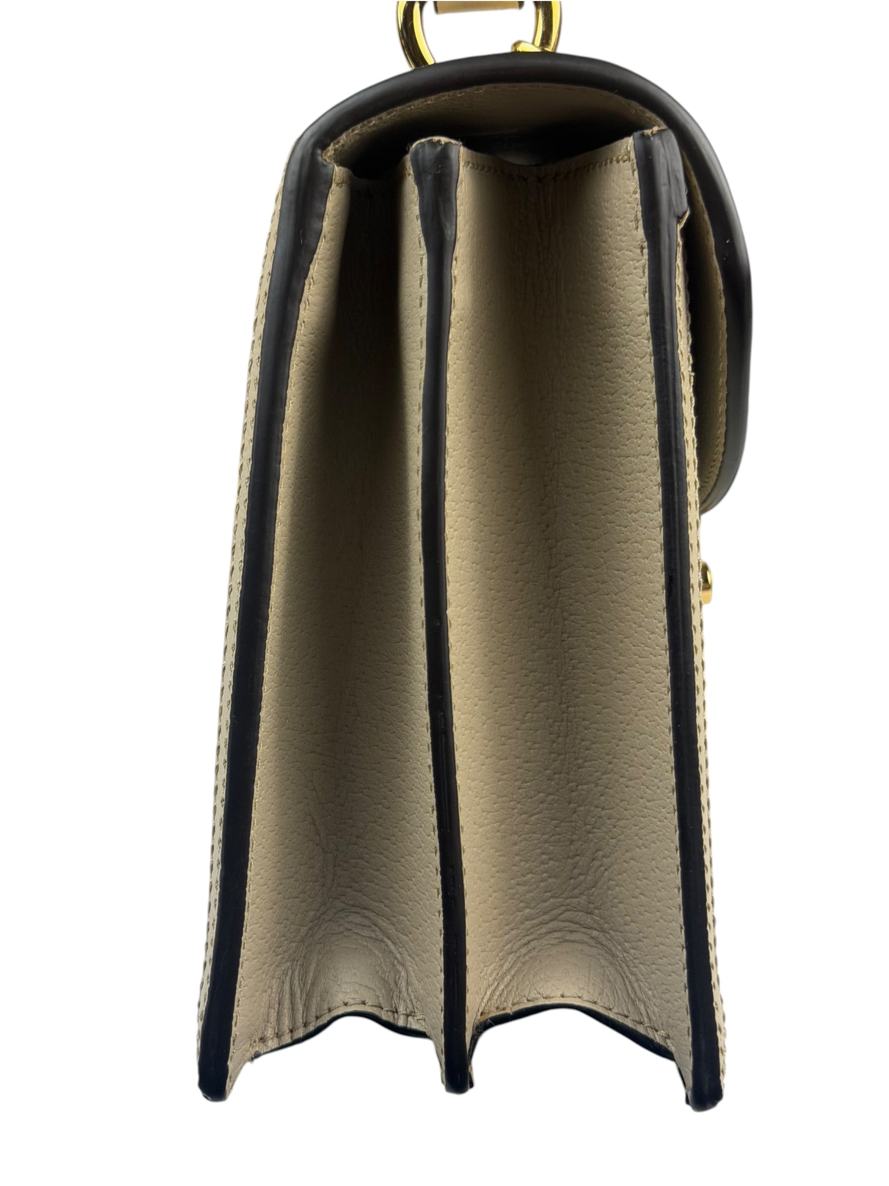 Gucci Beige Leather Trim Medium Ophidia Top Handle Bag