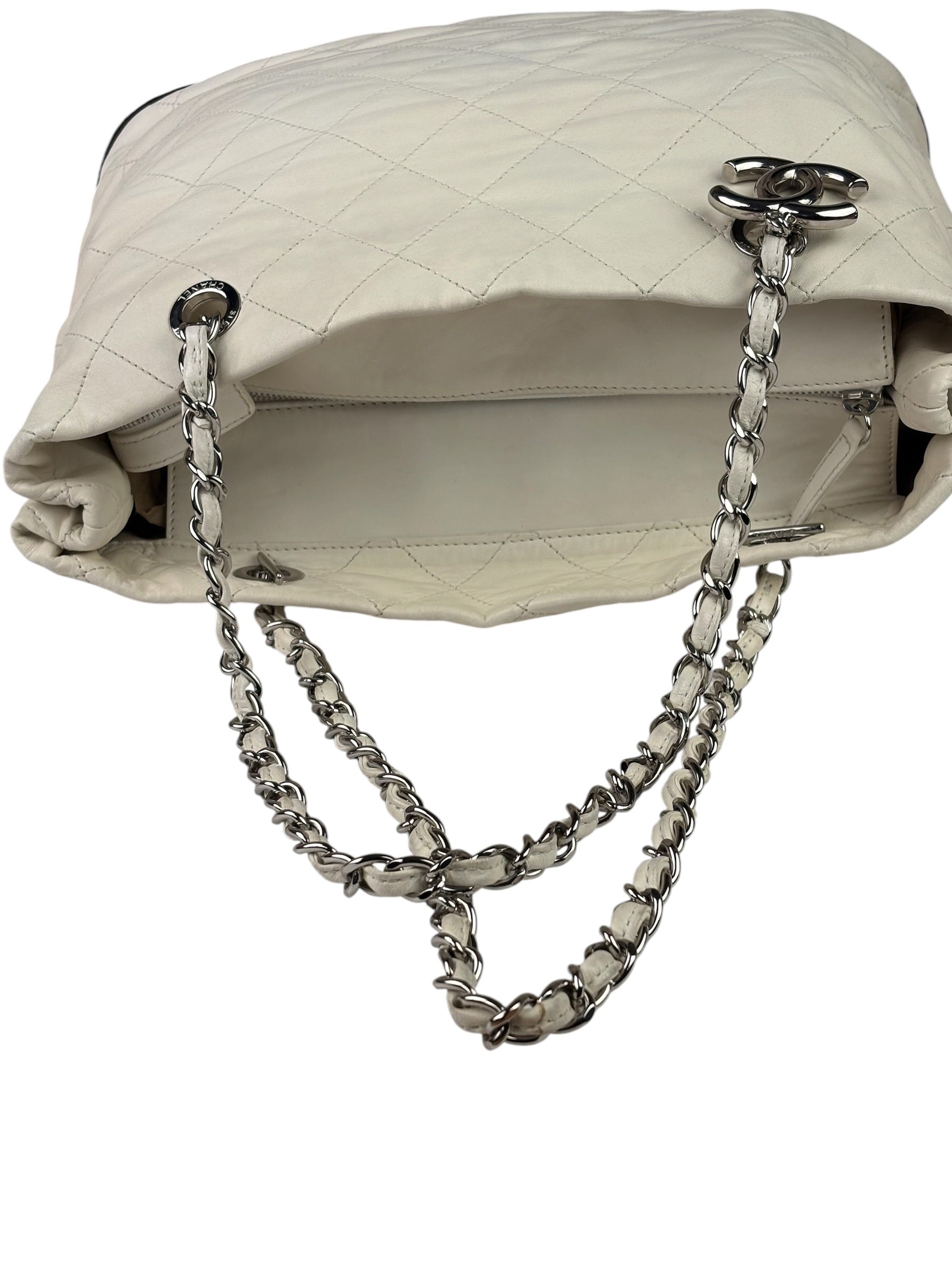 Chanel White Quilted Leather Gabrielle Shopping Tote 2010