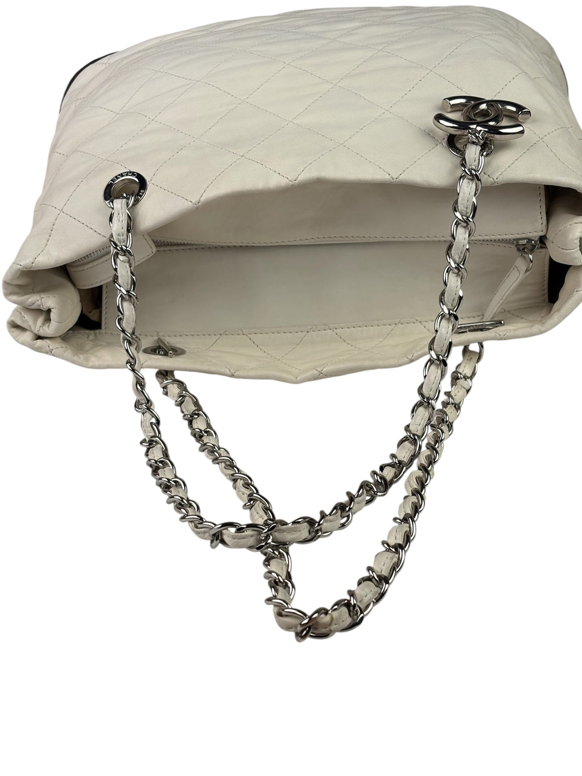 Chanel White Quilted Leather Gabrielle Shopping Tote 2010
