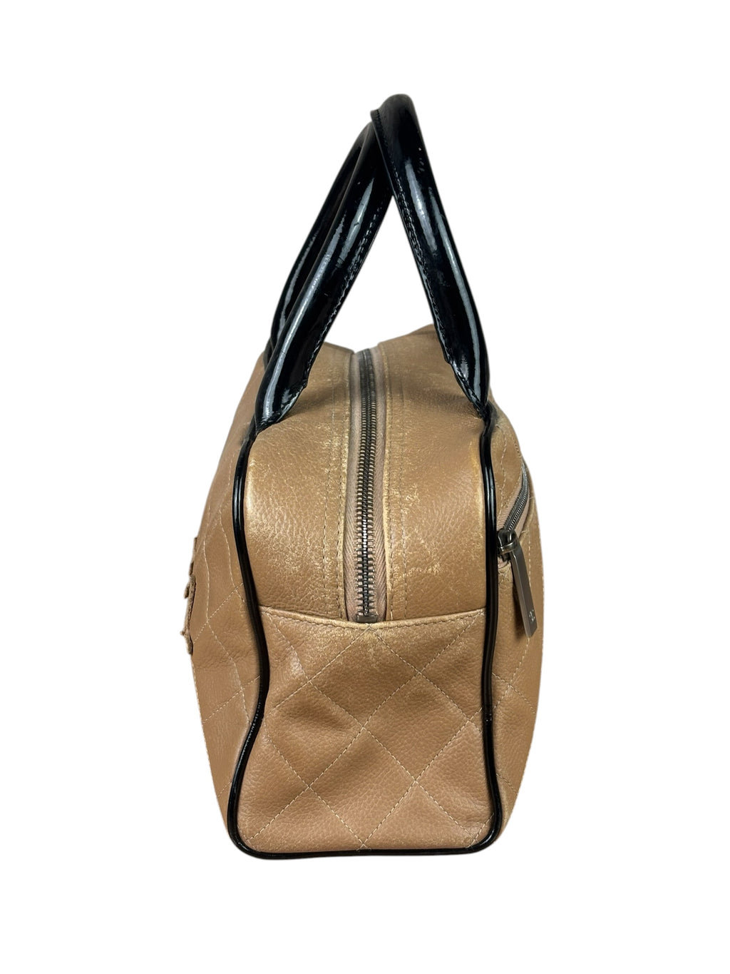 Chanel Beige/Black Quilted Leather Small Boston Bag 2000