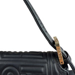Fendi Black Leather 3D Logo Embossed Baguette