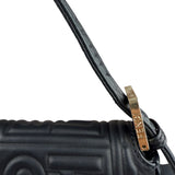 Fendi Black Leather 3D Logo Embossed Baguette