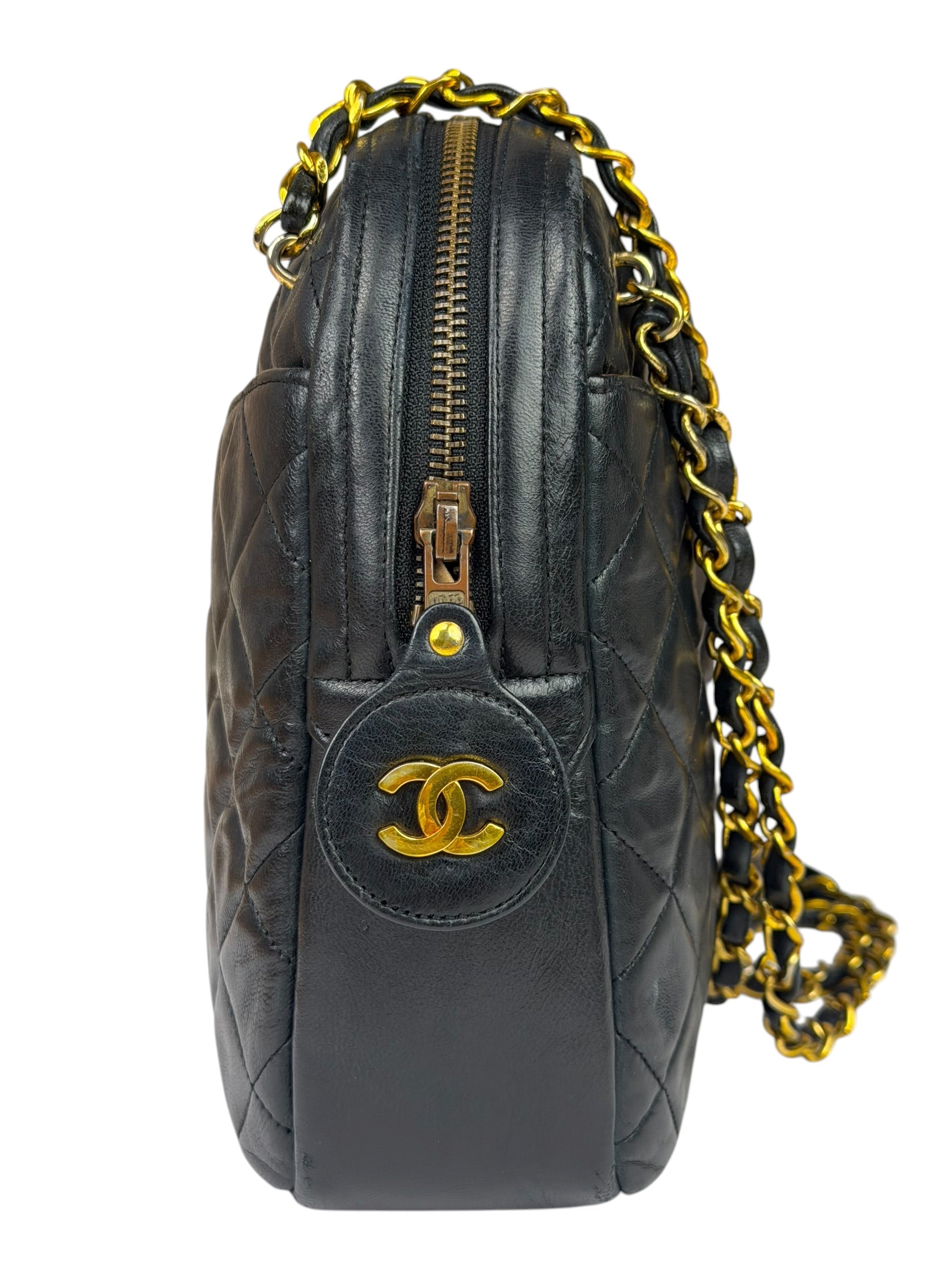 Chanel Black Quilted Lambskin Camera Bag 1989