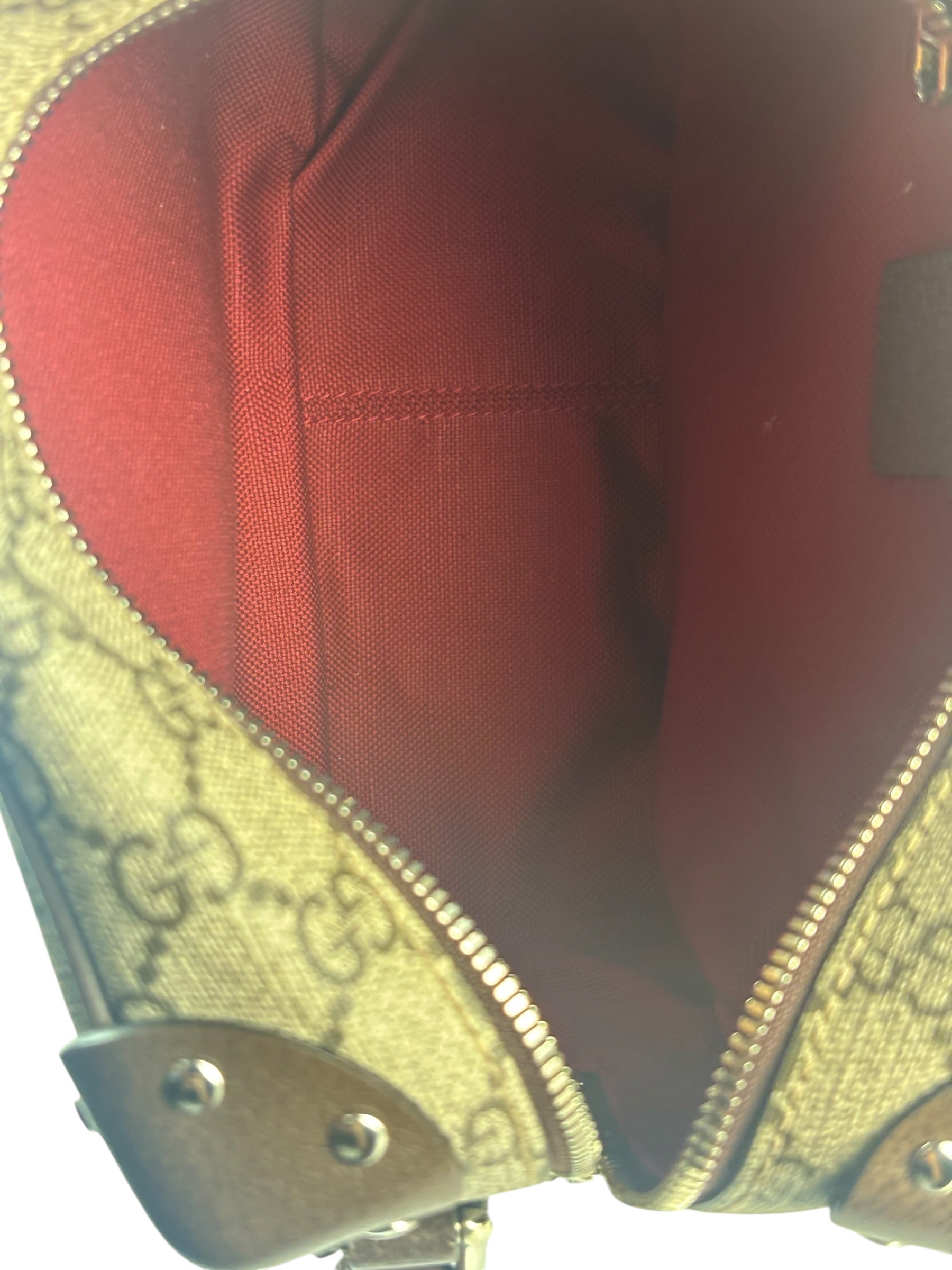 Gucci Brown Leather Trim GG Supreme Soft Trunk Crossbody