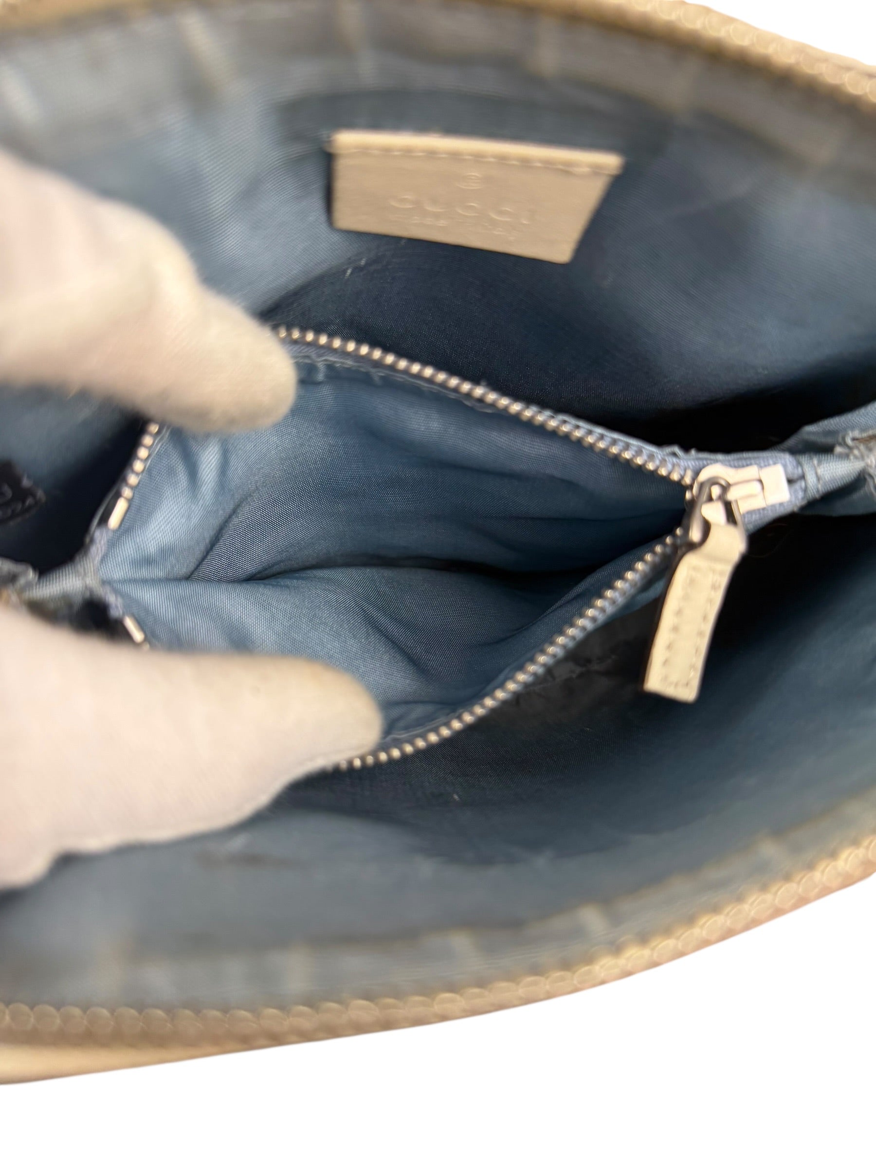 Gucci White Leather Stars Guccy Mini 2Way Bag