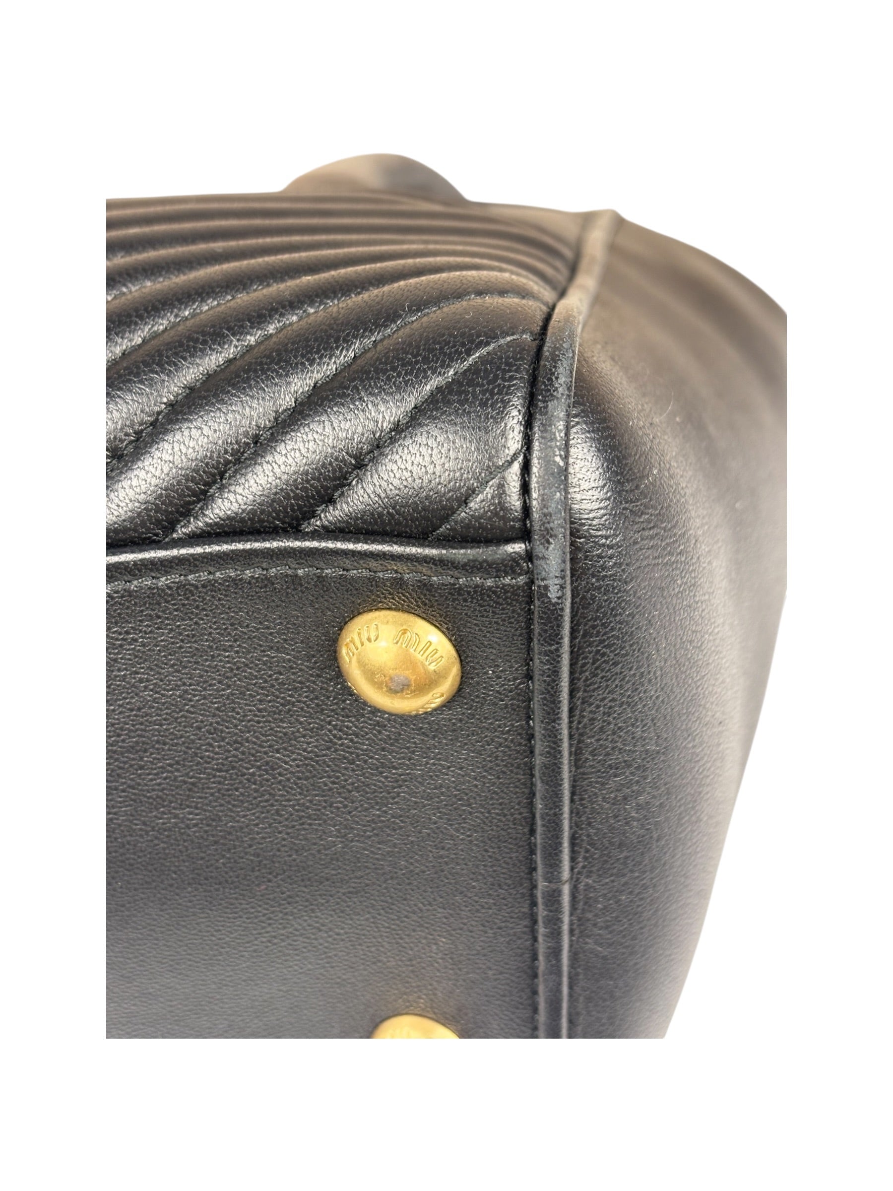 Miu Miu Black Leather Nappa Biker Tote Bag