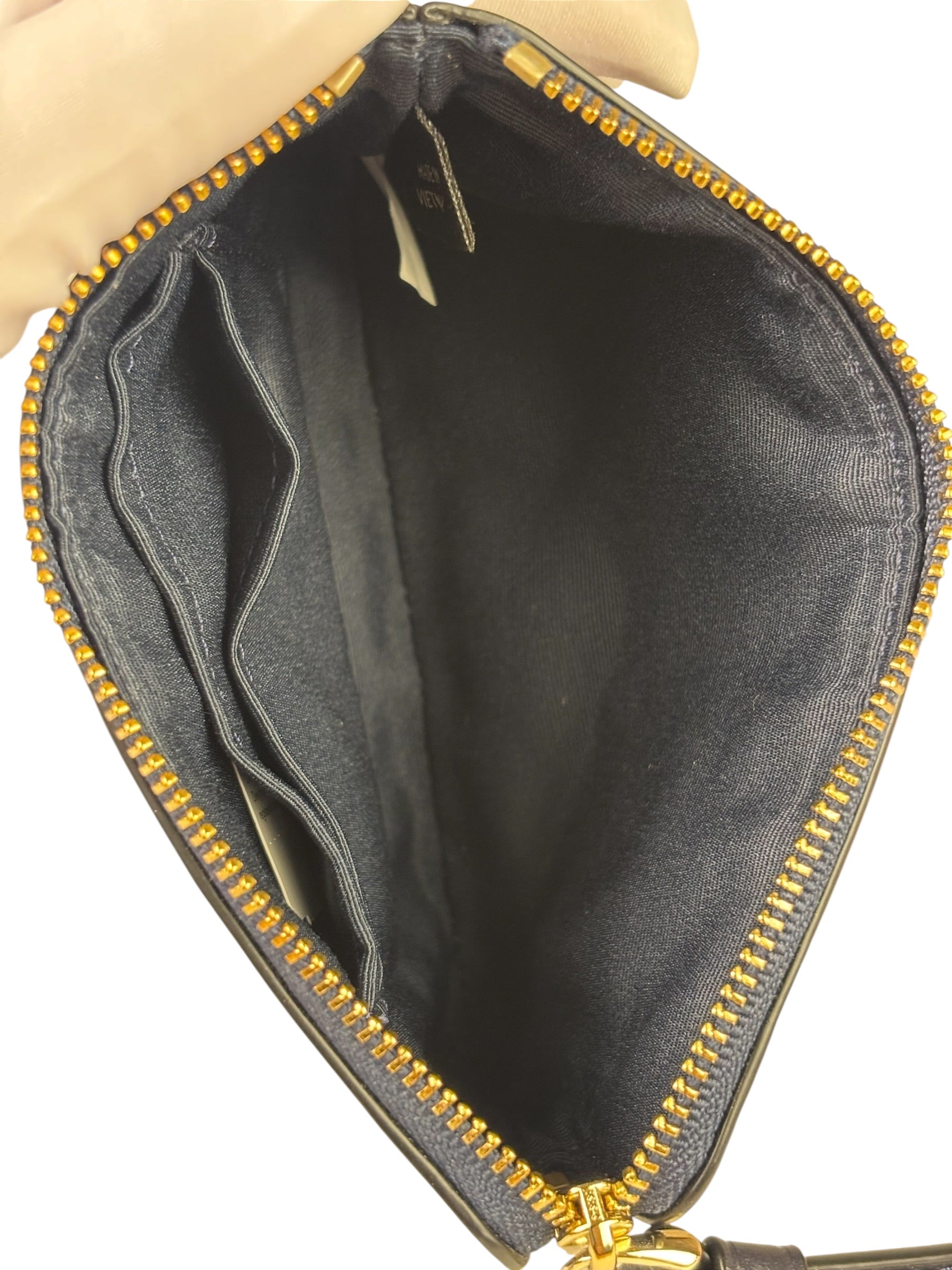 Coach Navy Blue Patent Leather Signature Corner Zip Wristlet