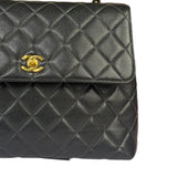 Chanel Vintage Black Caviar Quilted Leather Kelly Top Handle Bag 1996