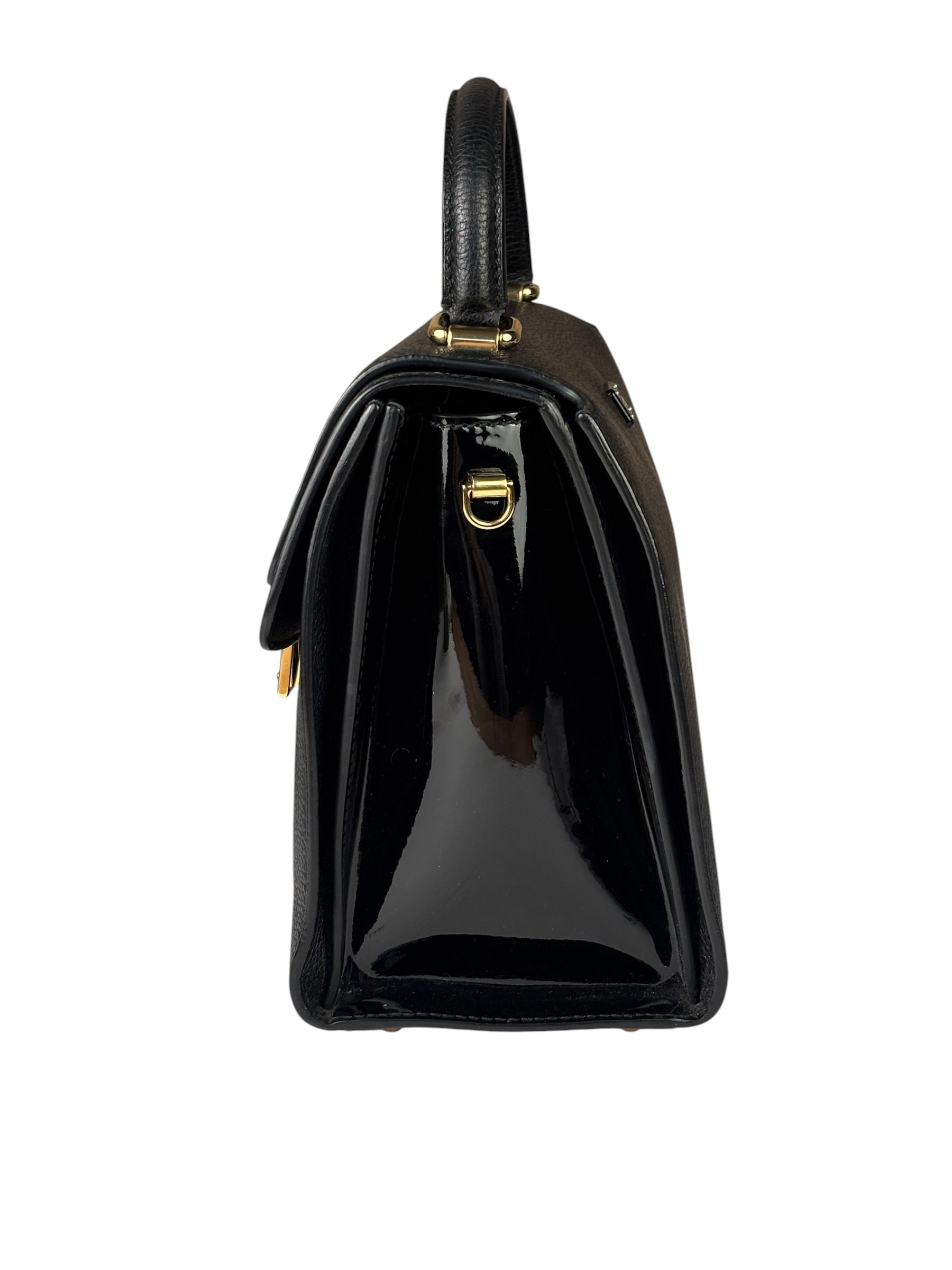 Dolce & Gabbana Black Patent Leather Borsa A Mano Two-Way Bag