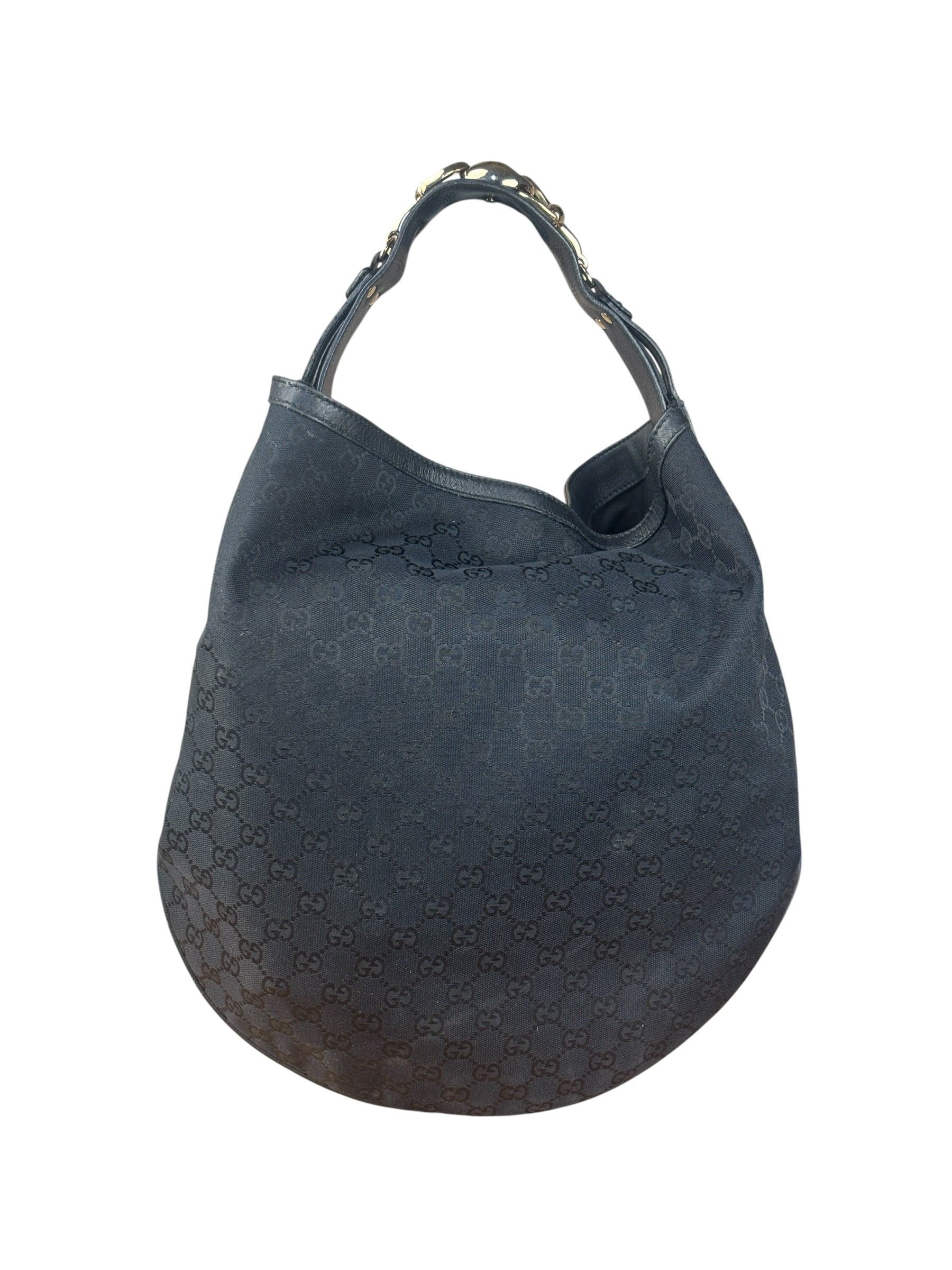 Gucci GG Black Hobo Horsebit Shoulder Bag