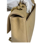 Chanel Vintage Beige Clair Quilted Leather Classic Flap Shoulder Bag 1955