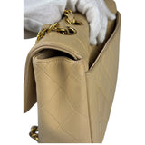 Chanel Vintage Beige Clair Quilted Leather Classic Flap Shoulder Bag 1955