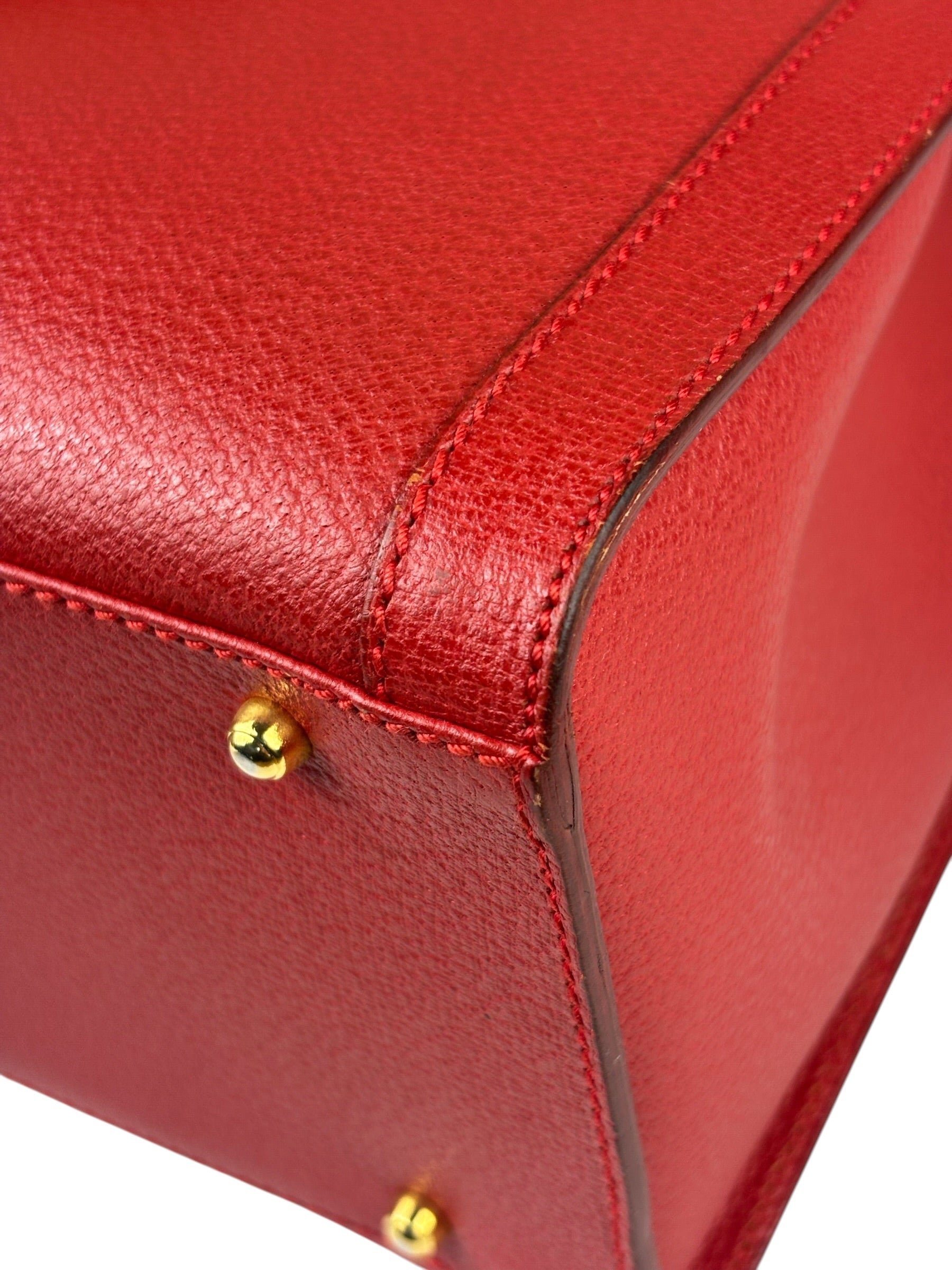 Gucci Red Leather Diana Bamboo Handle Tote