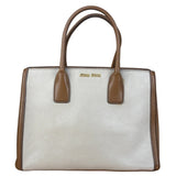 Miu Miu Beige/Brown Bicolor Leather Madras Handbag