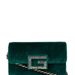 Gucci Green Velvet/Leather Trim Square G Broadway Shoulder Bag