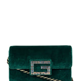 Gucci Green Velvet/Leather Trim Square G Broadway Shoulder Bag