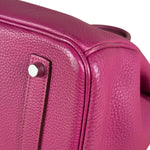 Hermes 2013 Plum Clemence Leather Palladium Birkin 35