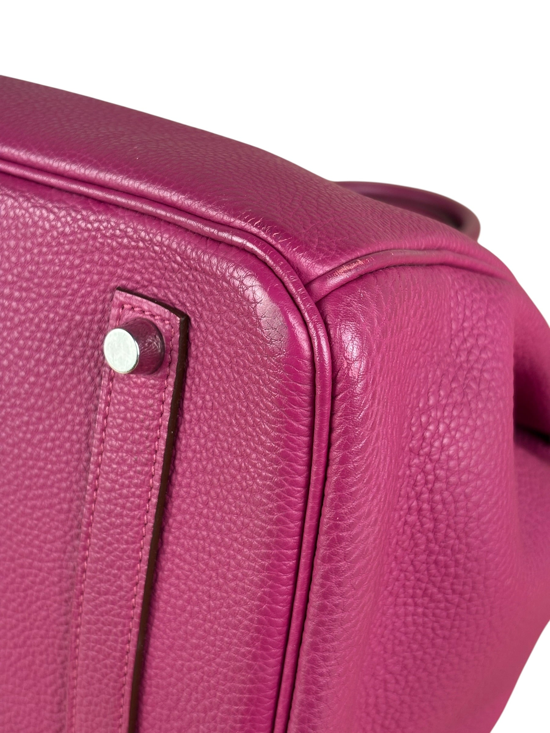 Hermes 2013 Plum Clemence Leather Palladium Birkin 35