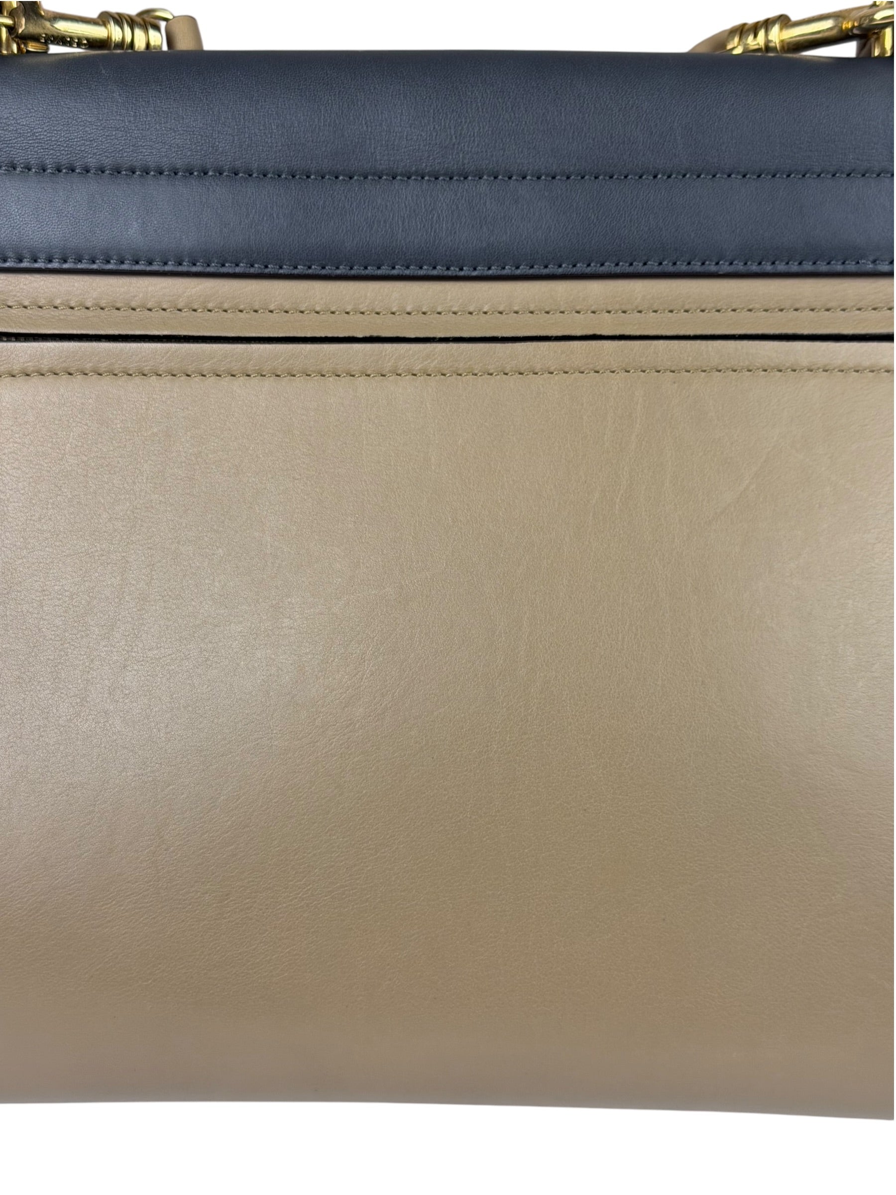 Celine Tri-Color Beige Leather/Suede Trapeze Medium Two-Way Bag