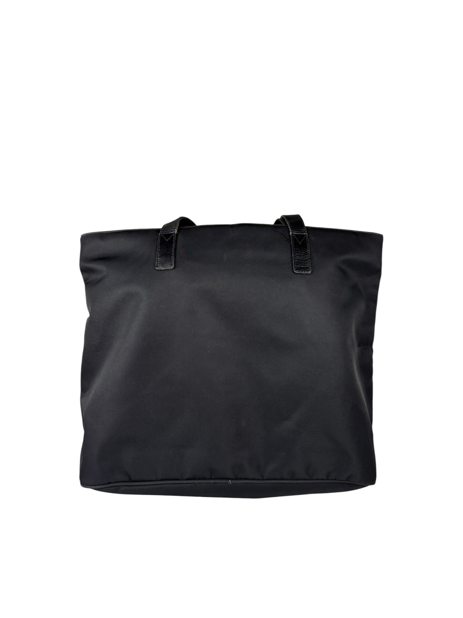Fendi Vintage Black Nylon Leather Trim FF Roll Tote Bag