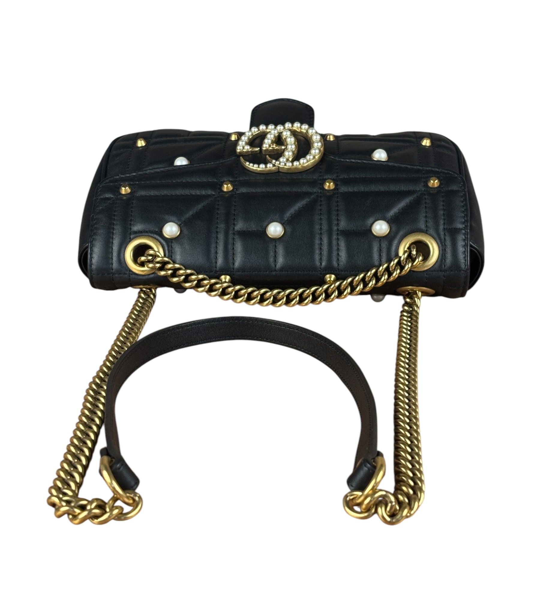 Gucci Black Pearly GG Marmont Flap Bag