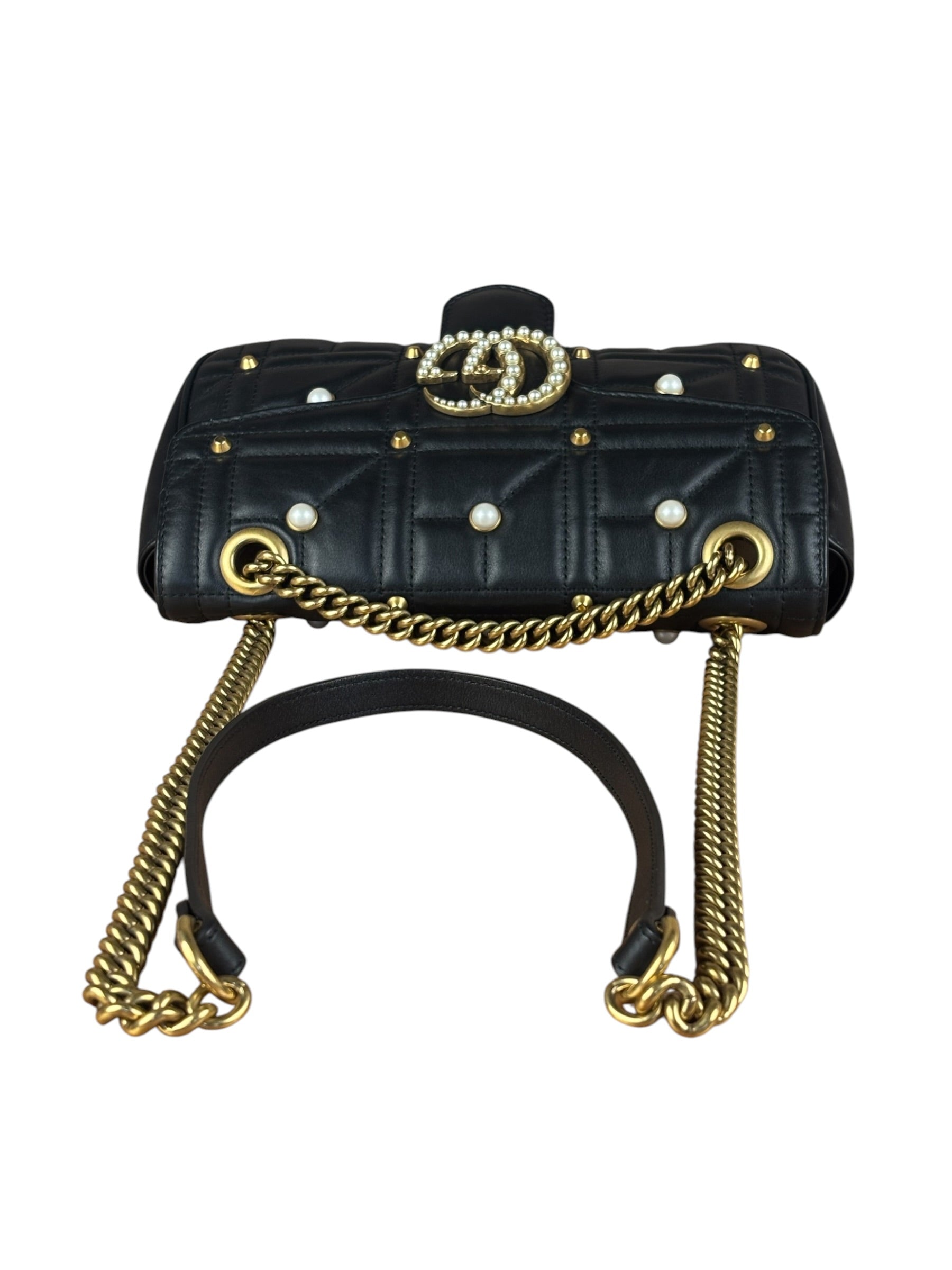 Gucci Black Pearly GG Marmont Flap Bag