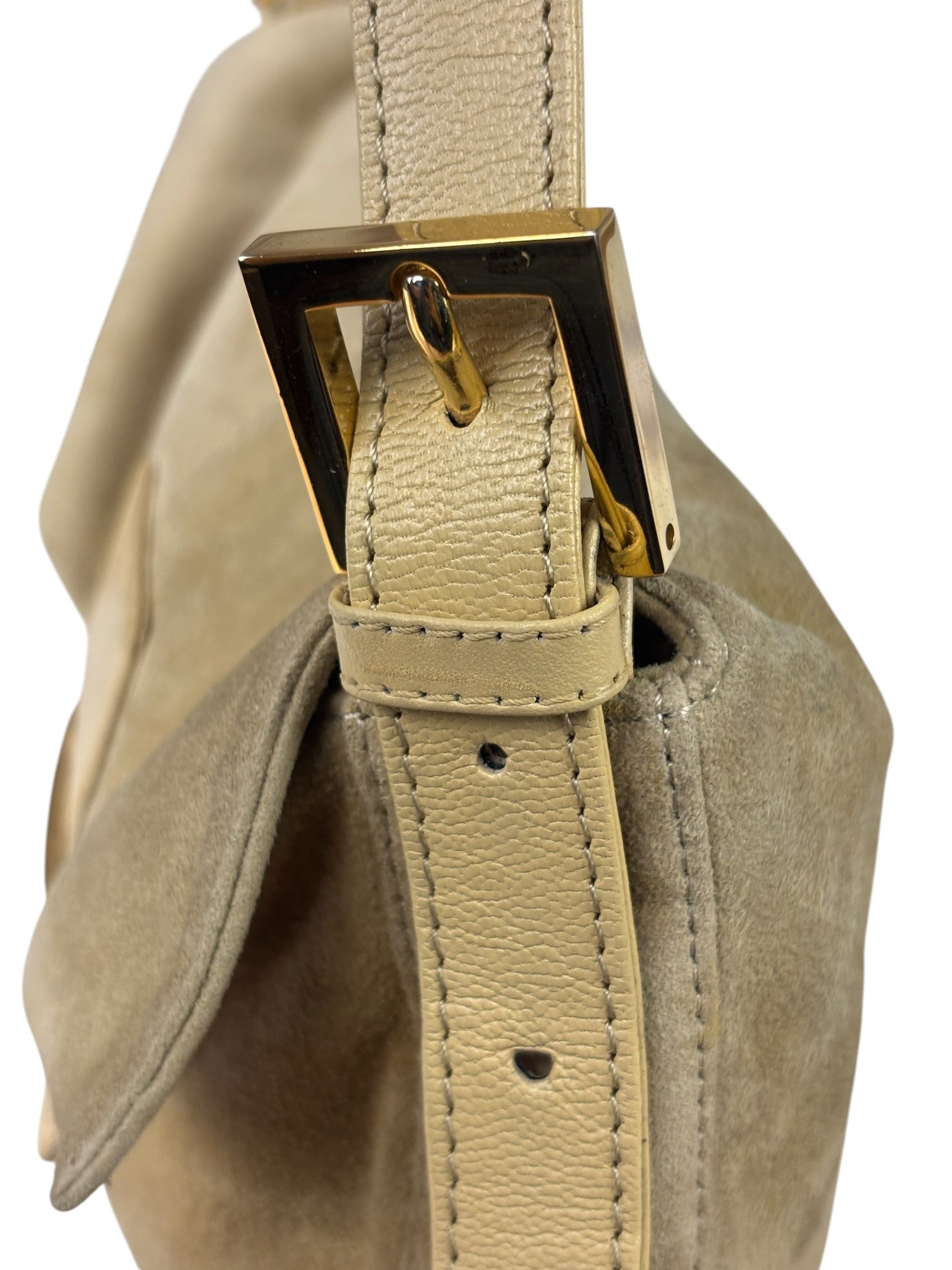 Fendi Beige Suede/Leather Trim Baguette