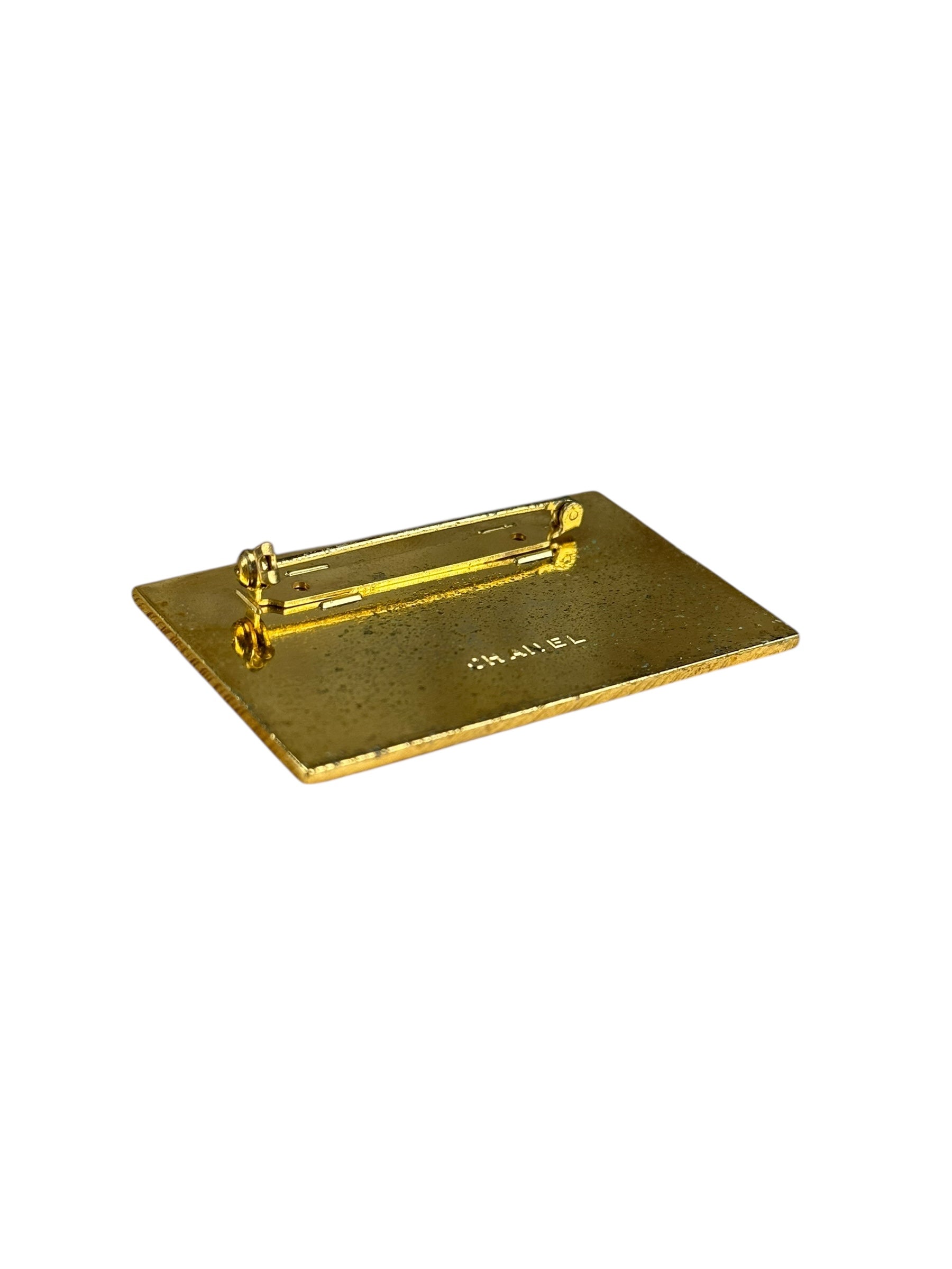 Chanel Vintage gold Plated Logo Brooch