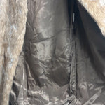 Vintage Brown French Rabbit Fur & Acetate Satin Long Coat