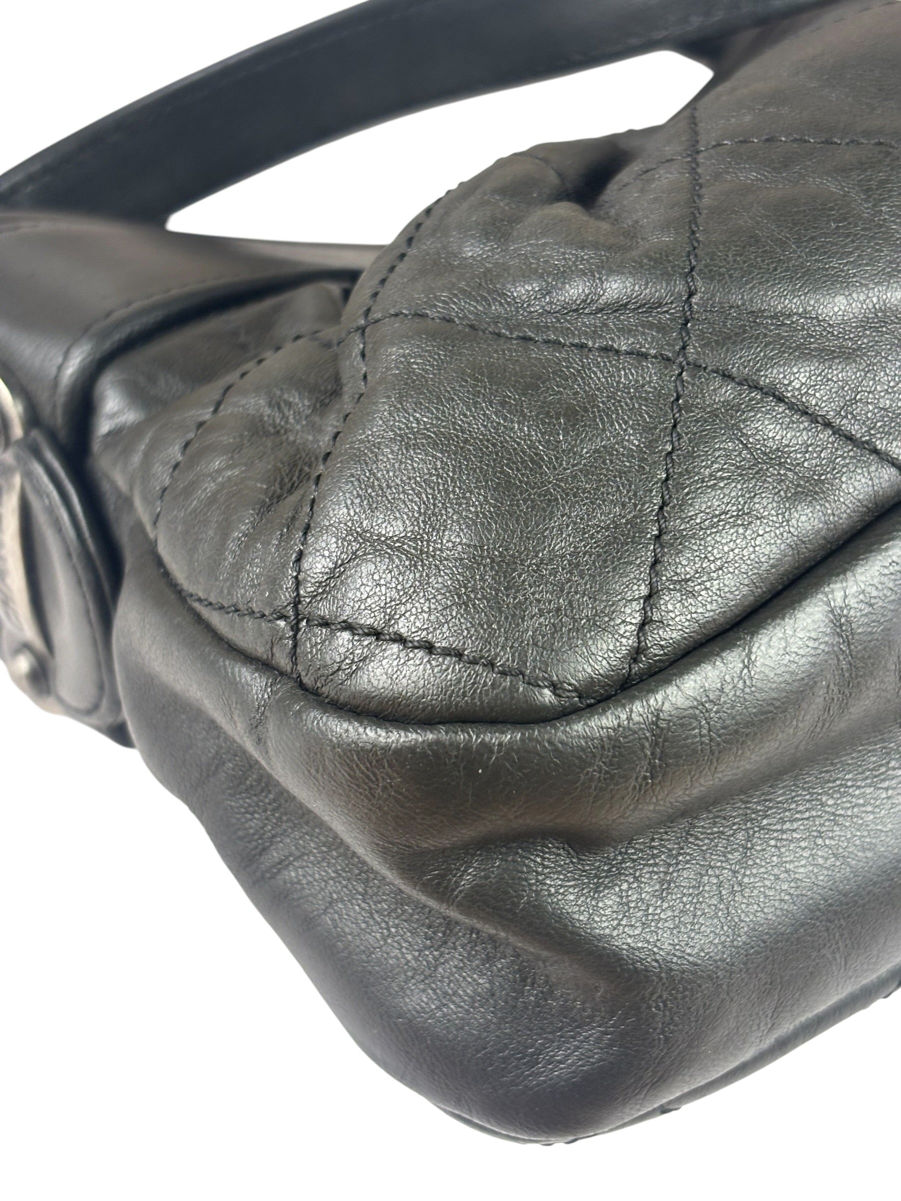 Chanel Grey Quilted Leather Tote Bag 2006