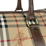 Burberry Beige/Brown Leather House Check Boston Bag